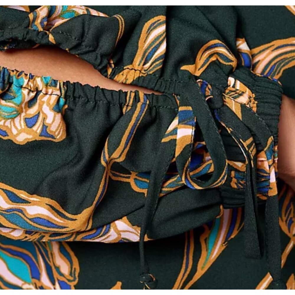 Belle by Kim Gravel Dark Green Stained Glass Fall Floral Blouse Size Medium - Picture 5 of 8